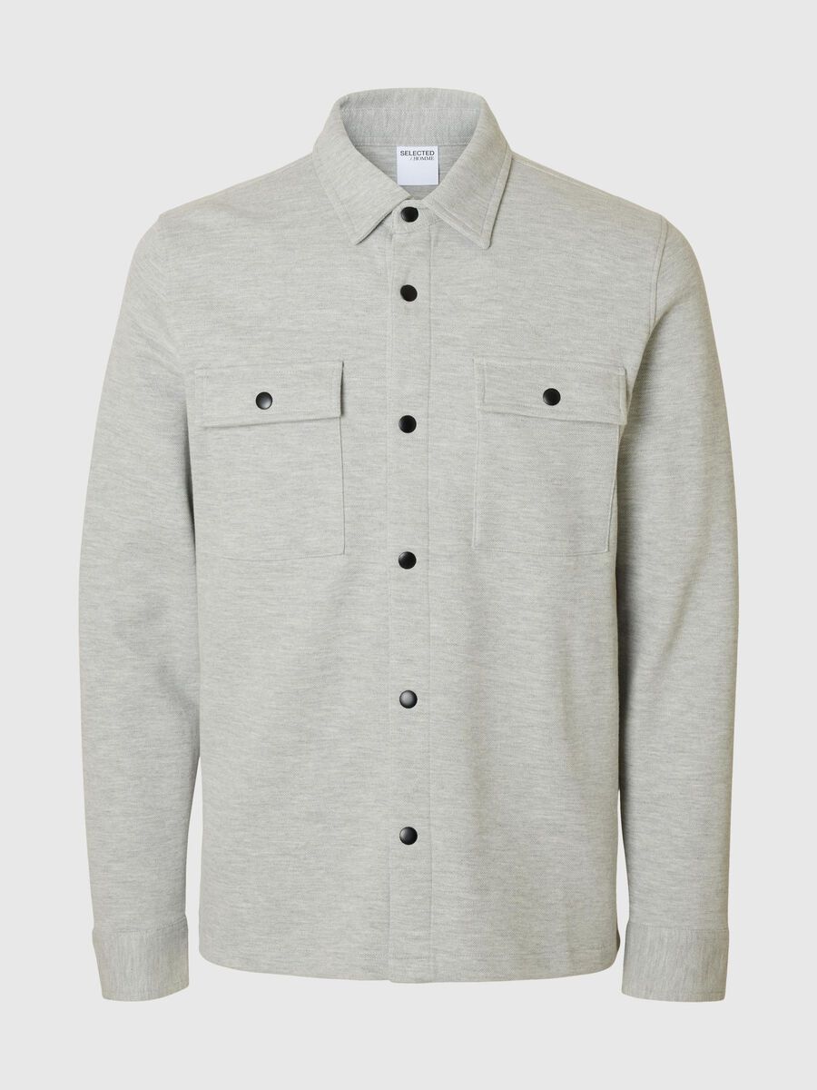 Selected KLASSISCHES OVERSHIRT, Light Grey Melange, highres - 16085115_LightGreyMelange_001.jpg
