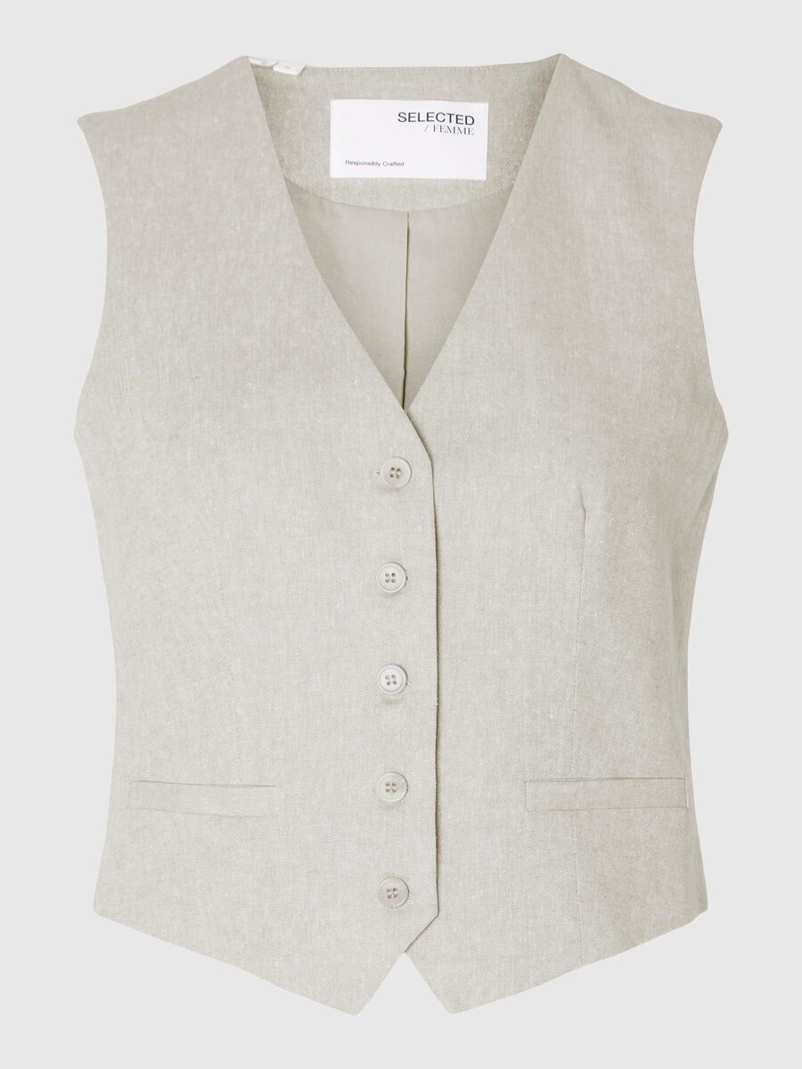 Selected LINEN BLEND WAISTCOAT, Nomad, highres - 16092540_Nomad_1079945_001.jpg