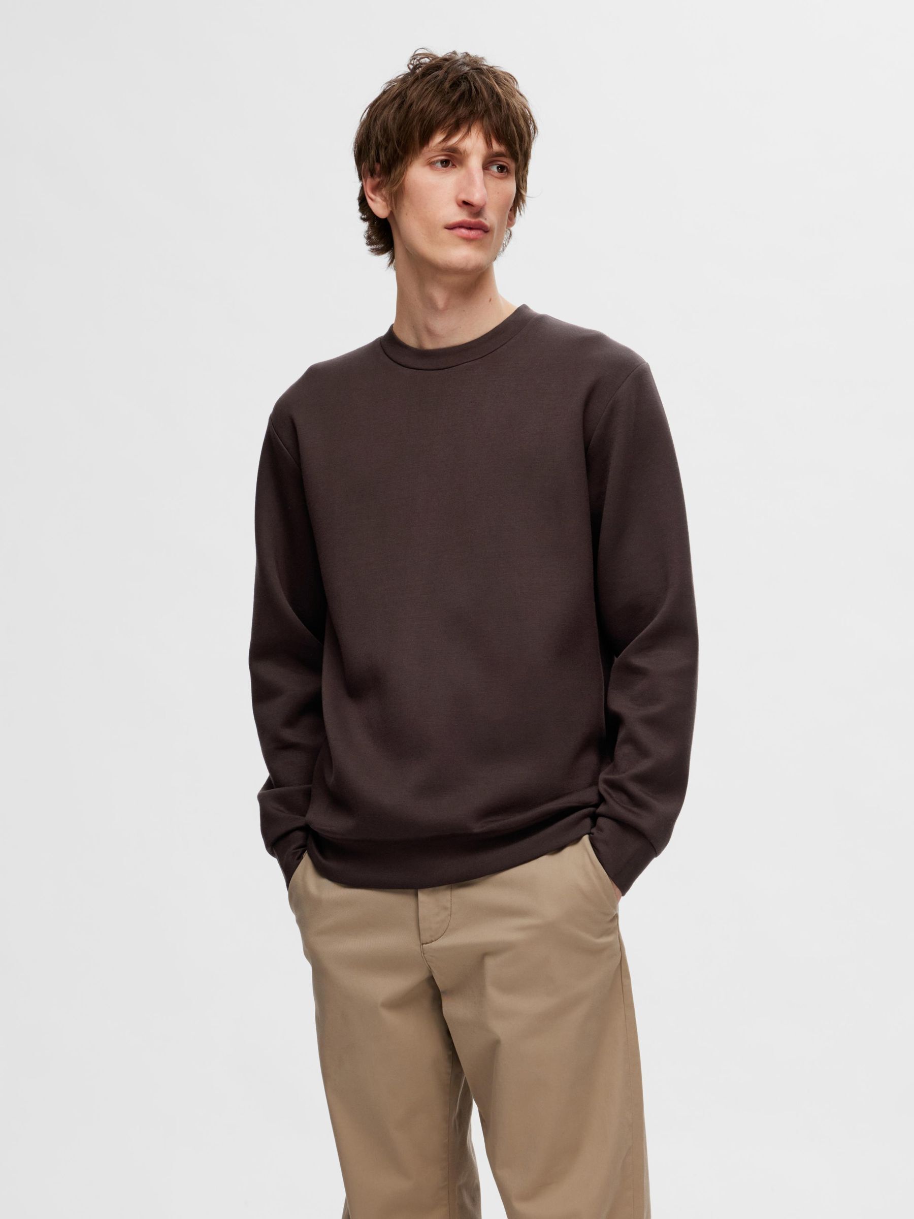 VISCOSE BLEND SWEATSHIRT, Chocolate Torte, highres