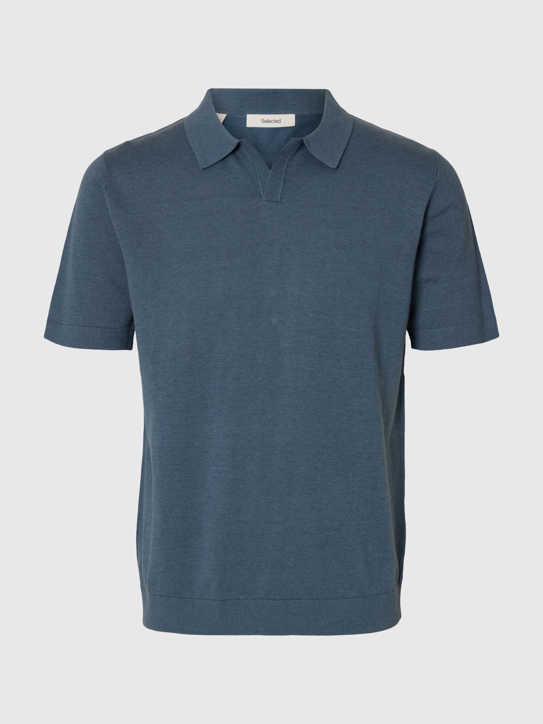 MANCHES COURTES POLO EN MAILLE, Blue Mirage, highres