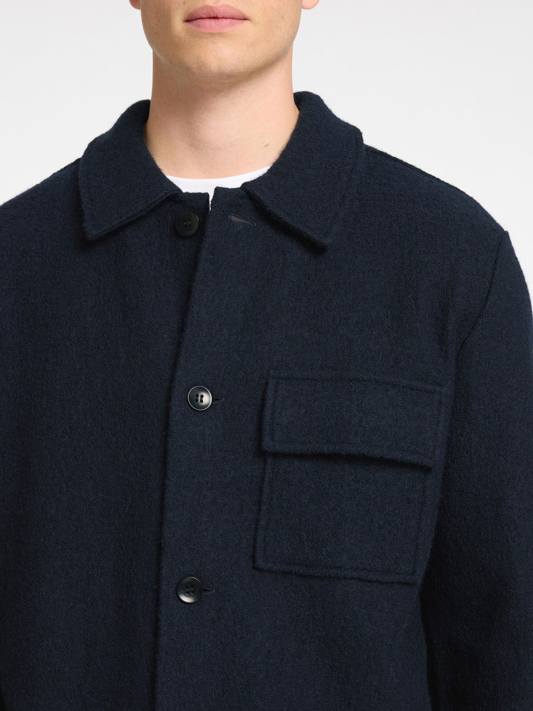 100% WOOL SHACKET, Sky Captain, highres