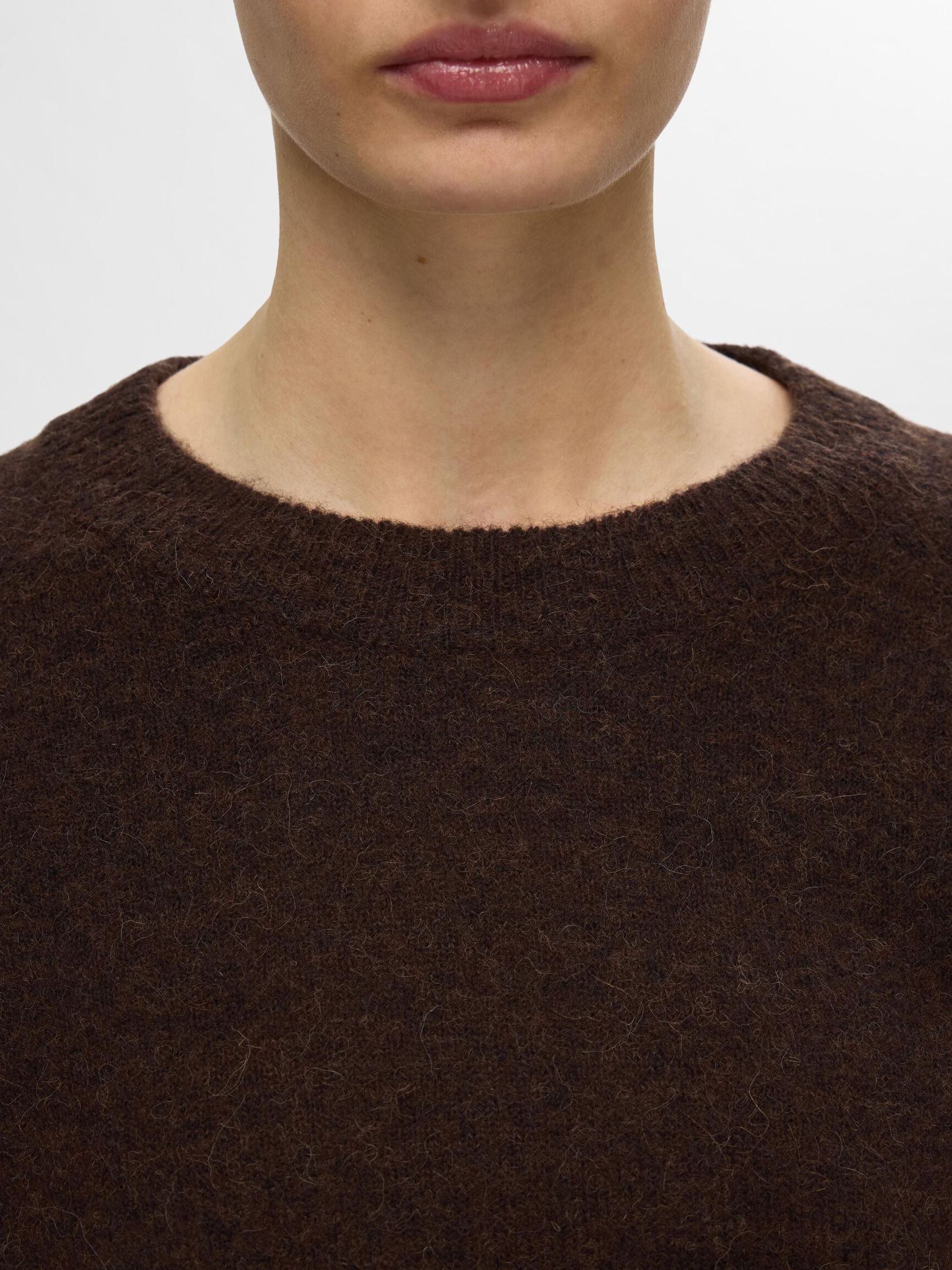 LONG-SLEEVED KNITTED JUMPER, Coffee Bean, highres