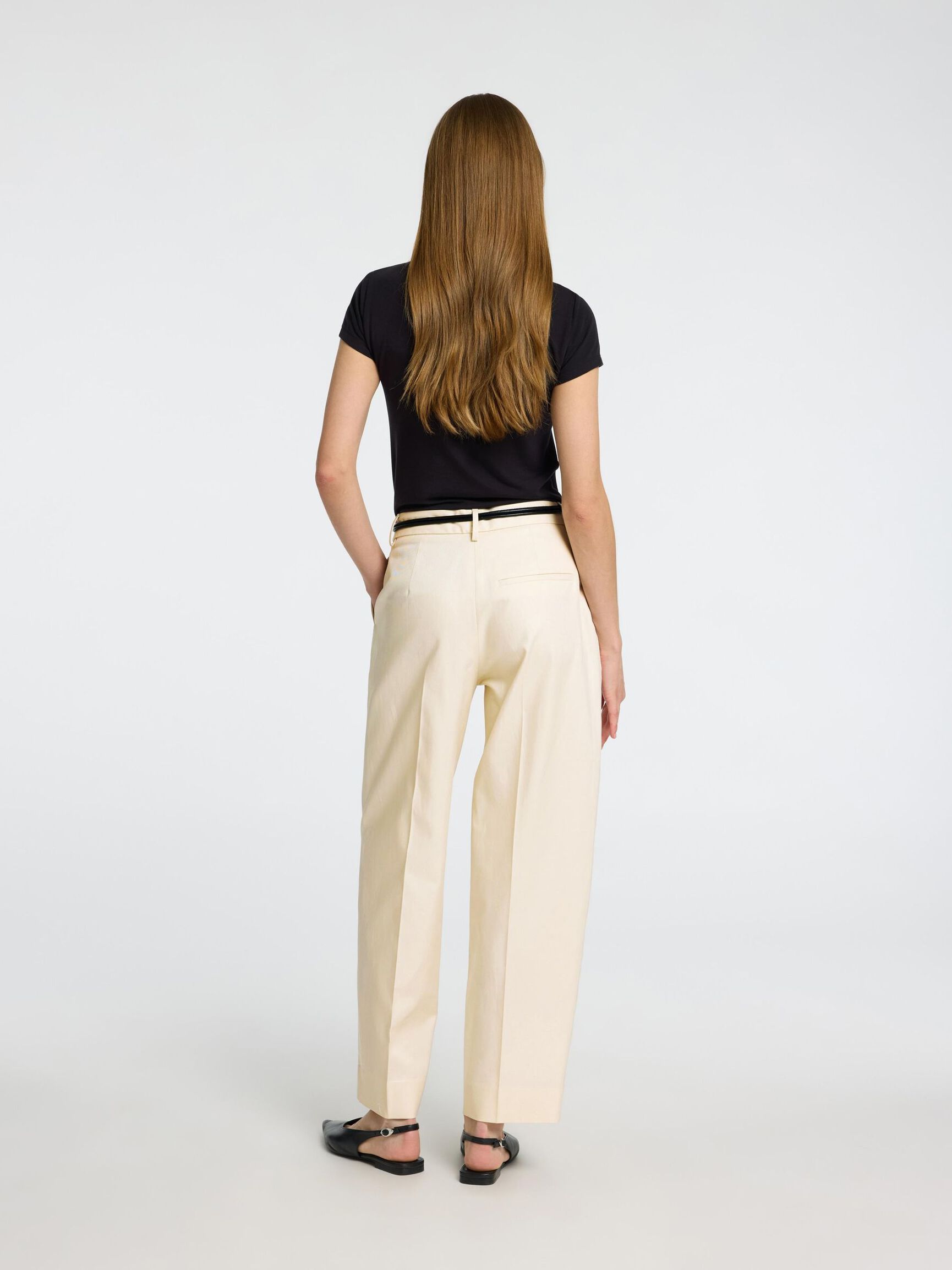 MID WAIST BARREL FIT TROUSERS, Birch, highres