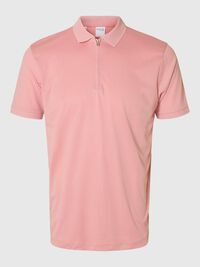 ZIPPER POLO SHIRT, Rose Tan, highres