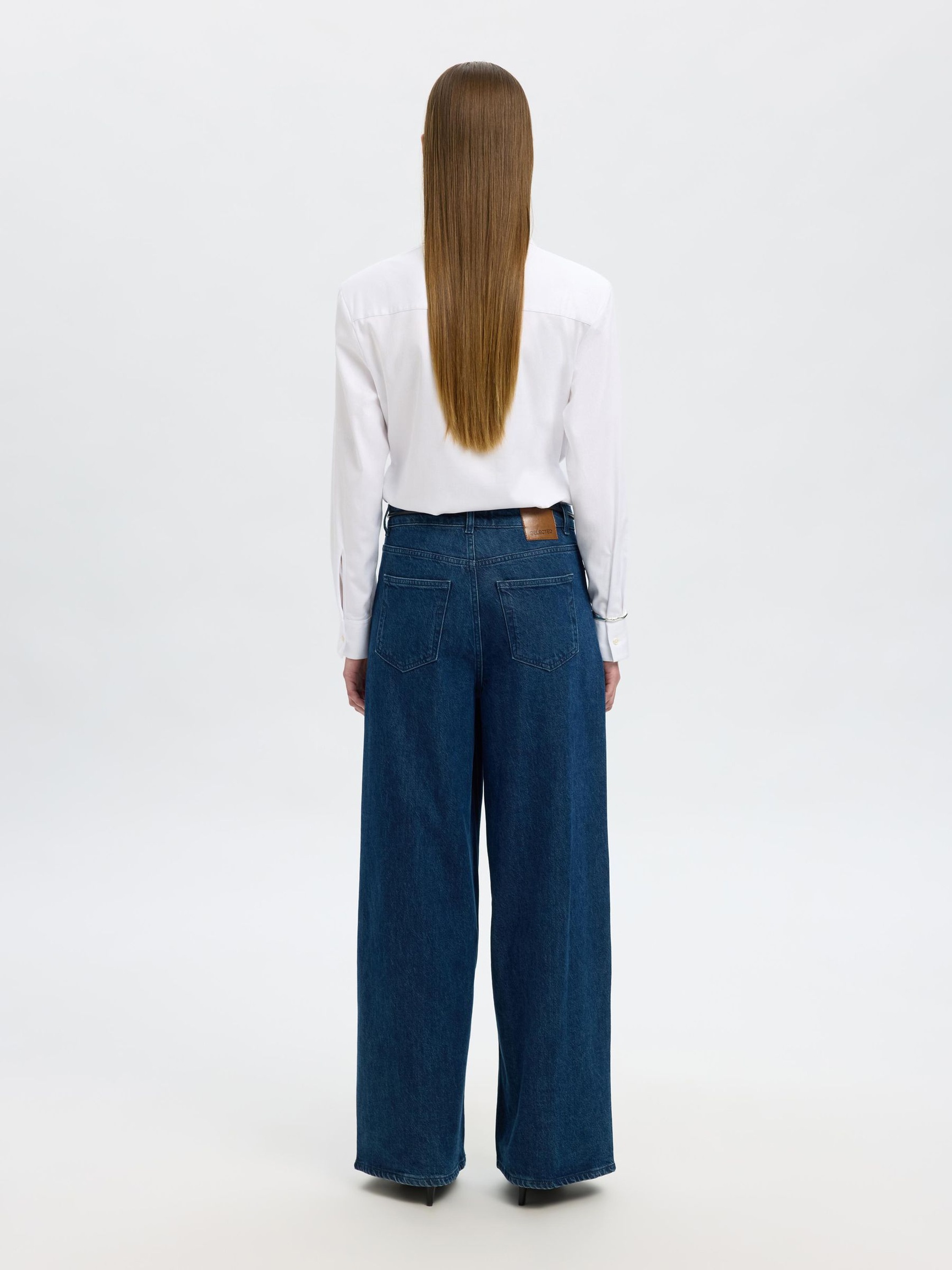 HØJTALJET WIDE FIT JEANS, Dark Blue Denim, highres