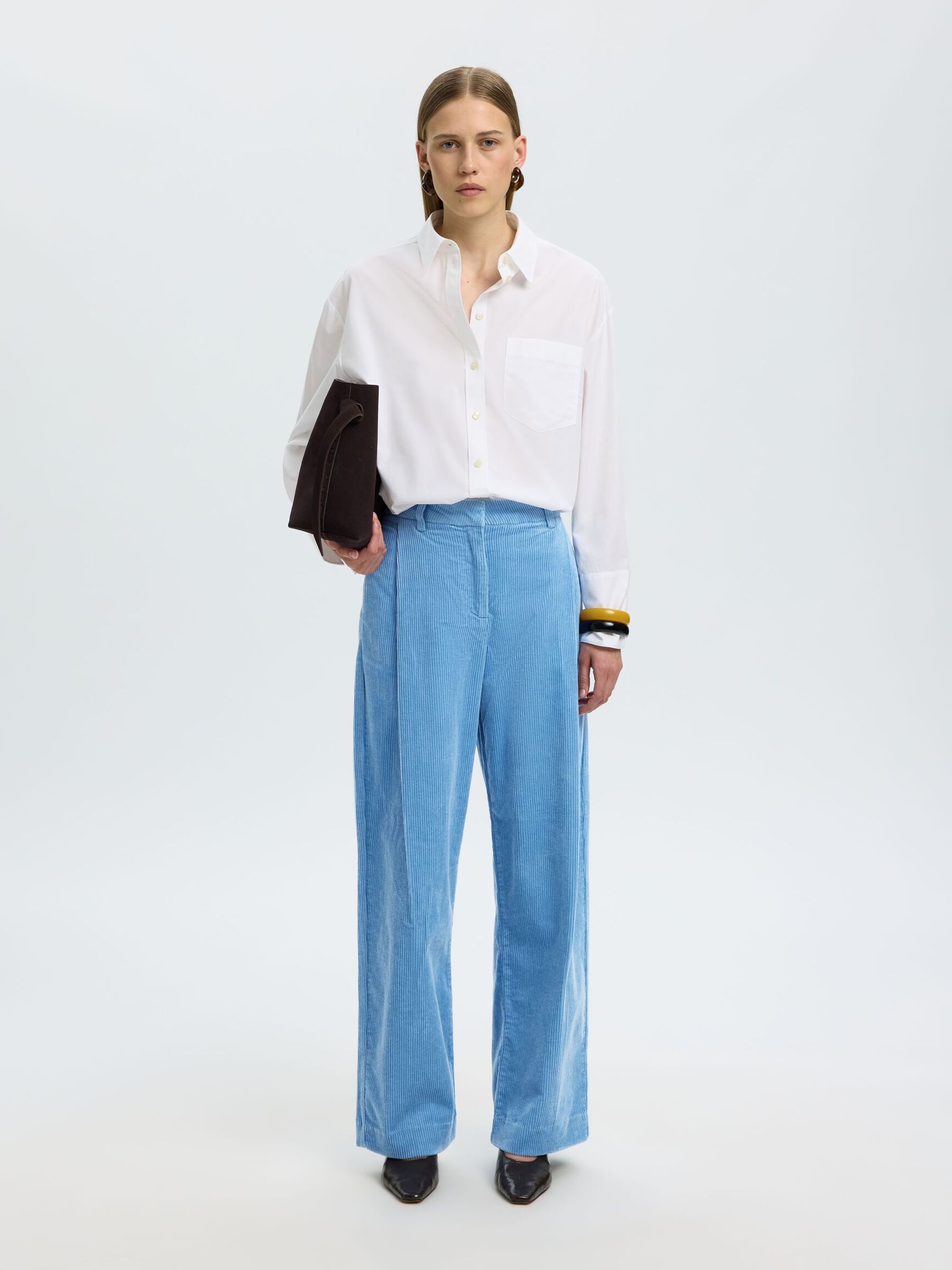 RELAXED FIT CORDUROY TROUSERS, Blissful Blue, highres