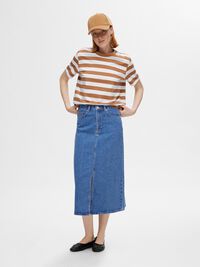 DENIM MIDDELLANGE ROK, Medium Blue Denim, highres