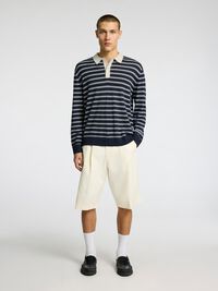100% MERINOWOL POLO MET LANGE MOUWEN, Outer Space, highres