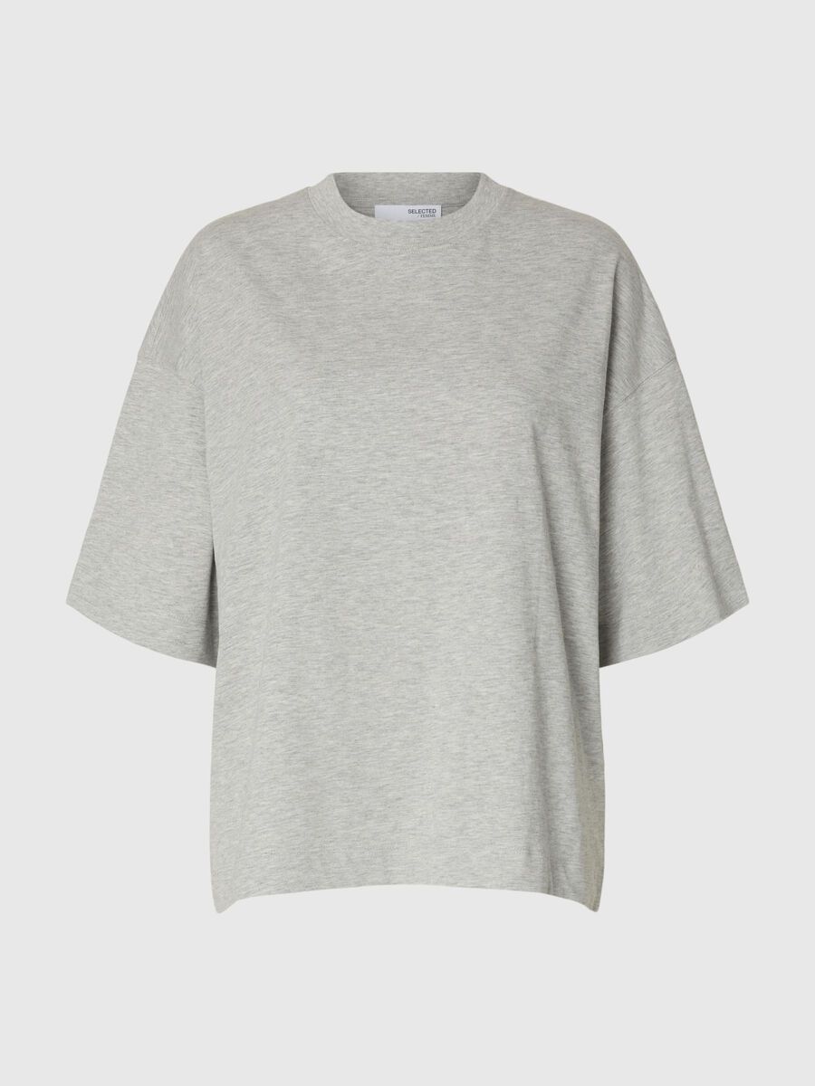 Selected ESSENTIAL OVERSIZED T-SHIRT, Light Grey Melange, highres - 16097896_LightGreyMelange_001.jpg