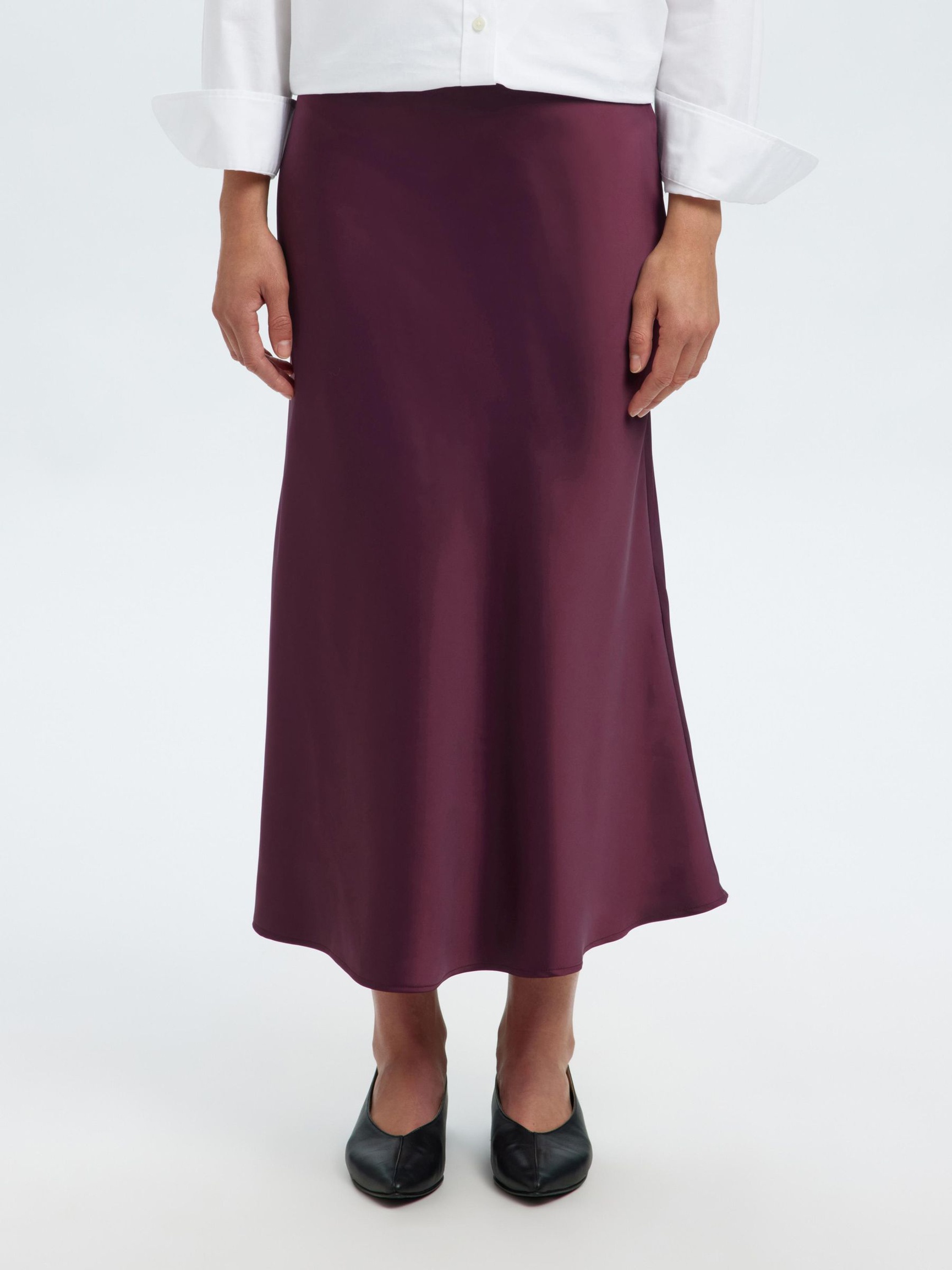 SATIJN MIDDELLANGE ROK, Fig, highres