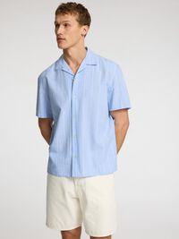LIN MÉLANGÉ CHEMISE À MANCHES COURTES, Cashmere Blue, highres