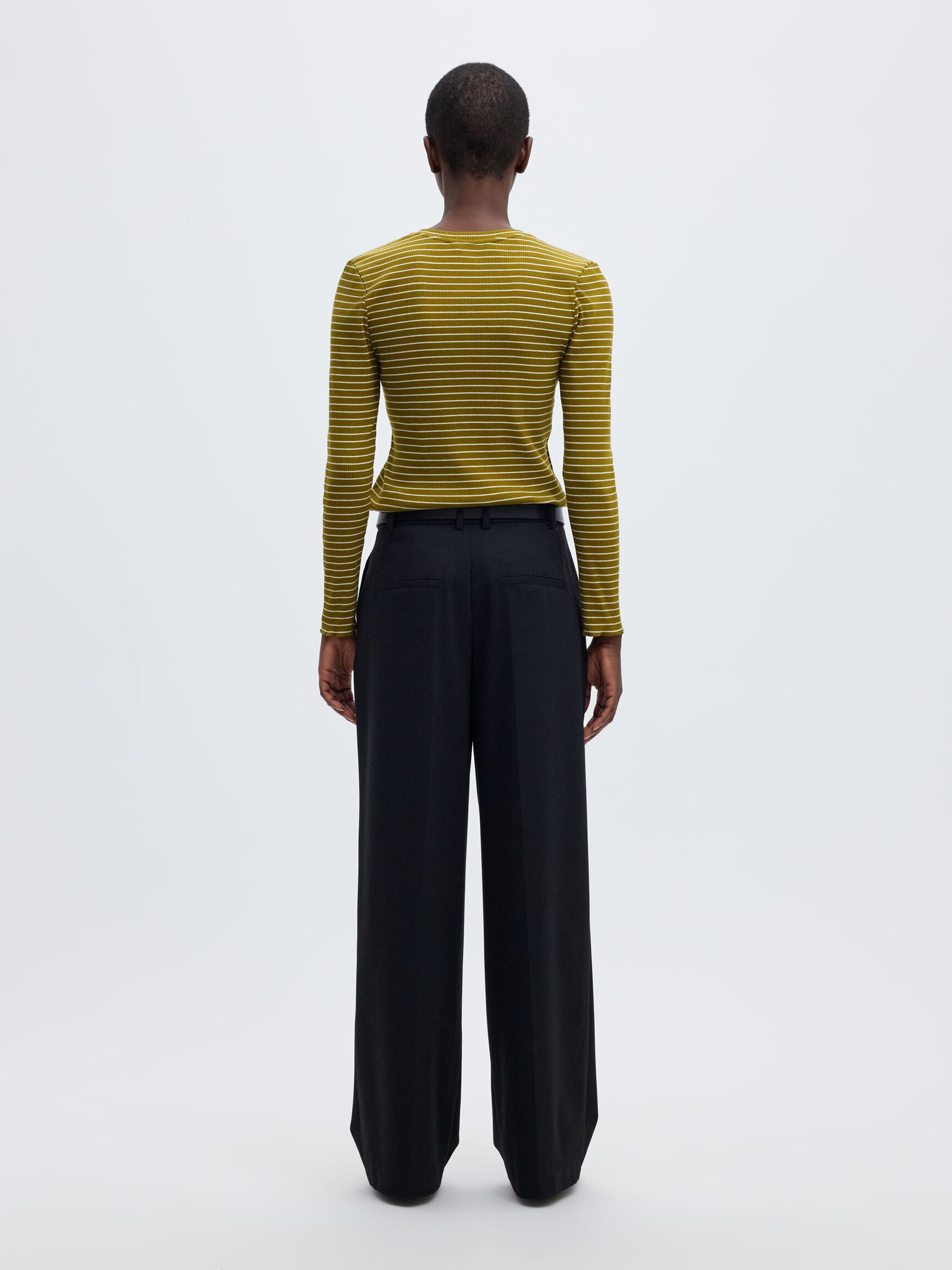 STRIPED LONG-SLEEVED T-SHIRT, Fir Green, highres