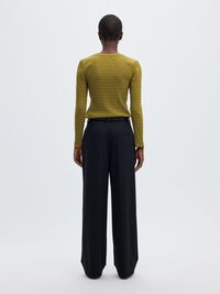 STRIPED LONG-SLEEVED T-SHIRT, Fir Green, highres