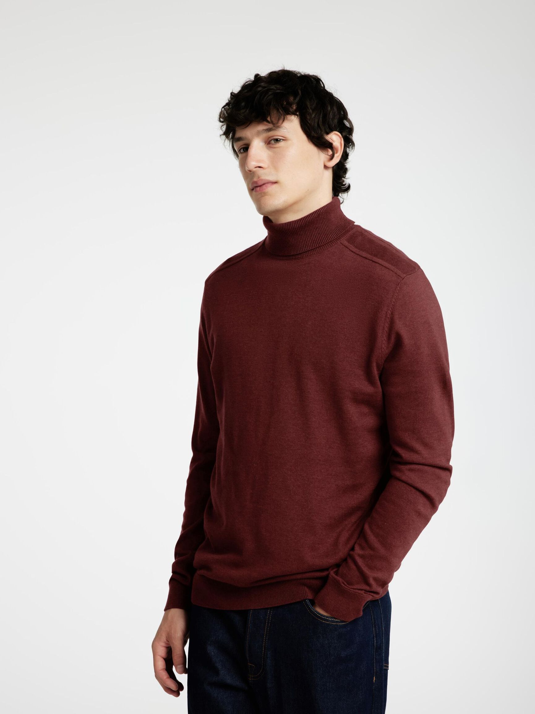 LANGARM ROLLKRAGEN PULLOVER, Syrah, highres