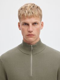 HALF-ZIP JUMPER, Vetiver, highres