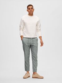 SLIM TAPERED LINEN BLEND TROUSERS, Sky Captain, highres