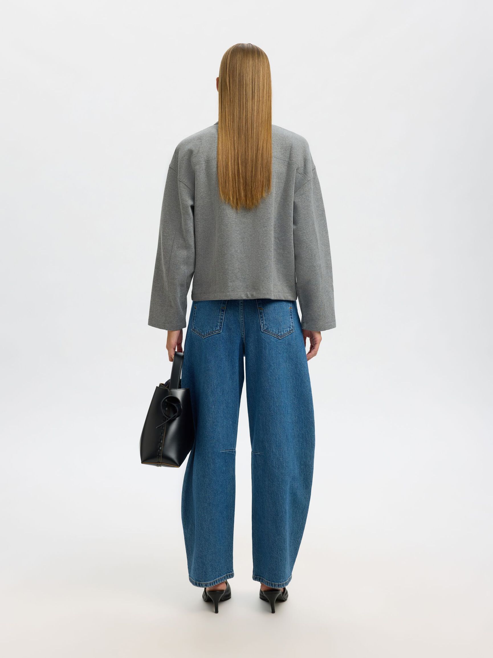 POLO COLLAR SWEATSHIRT, Medium Grey Melange, highres