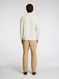 KNITTED LONG-SLEEVED POLO, Egret, highres