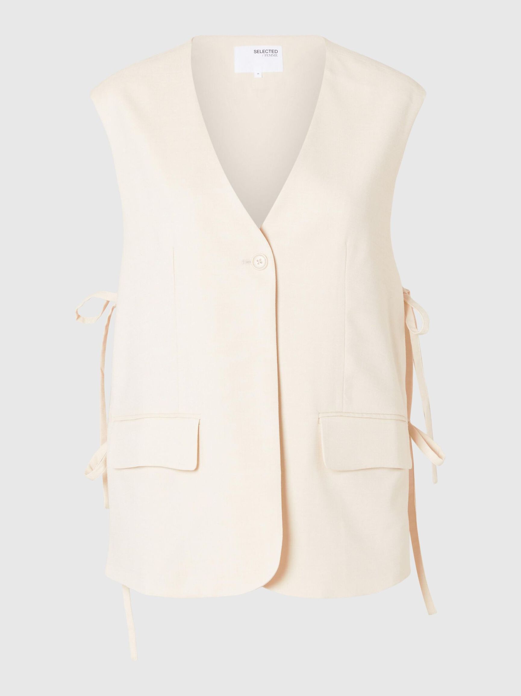 LONG OVERSIZED WAISTCOAT, Birch, highres
