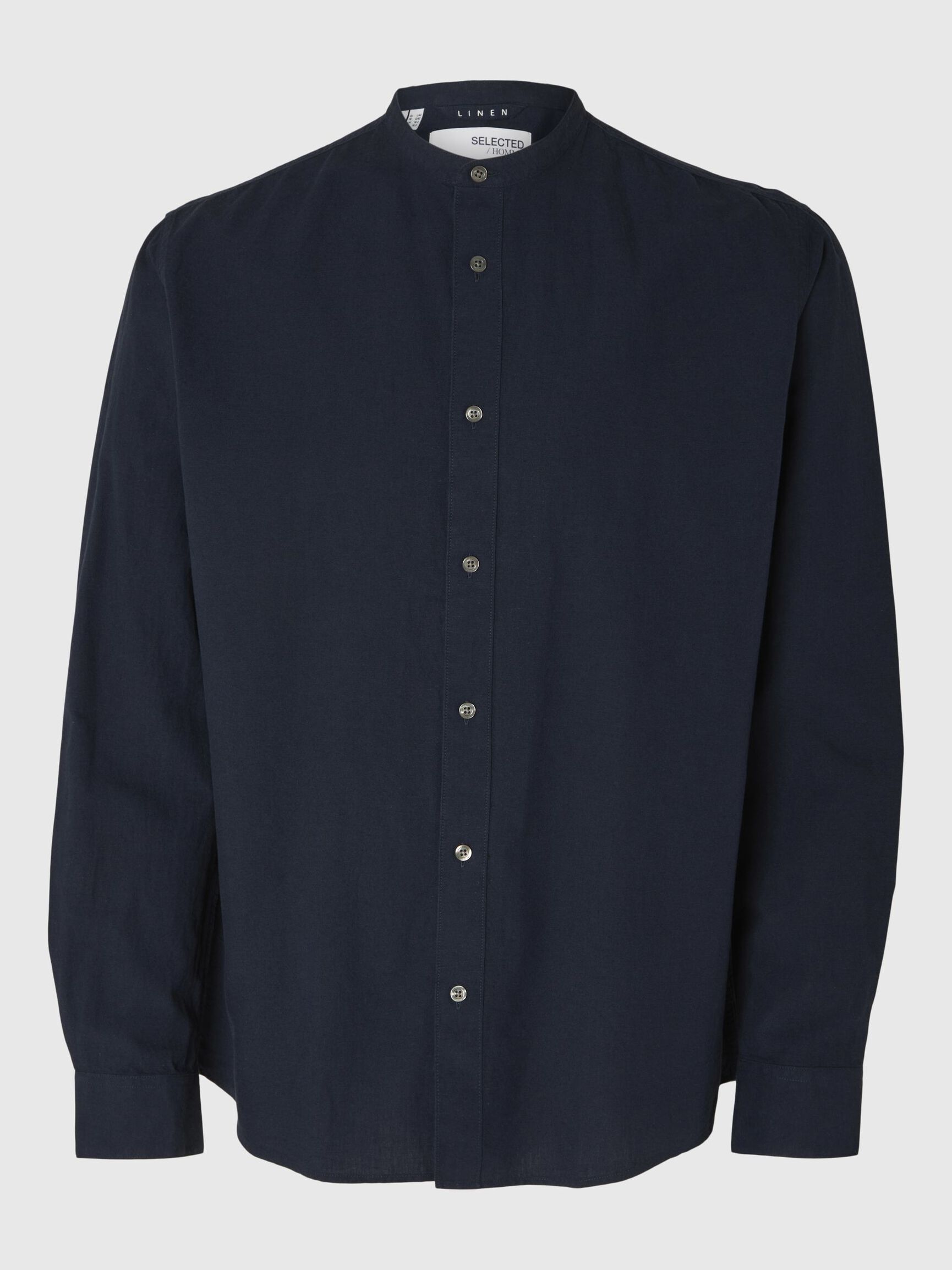 LONG-SLEEVED LINEN BLEND SHIRT, Sky Captain, highres