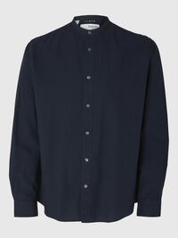 LONG-SLEEVED LINEN BLEND SHIRT, Sky Captain, highres