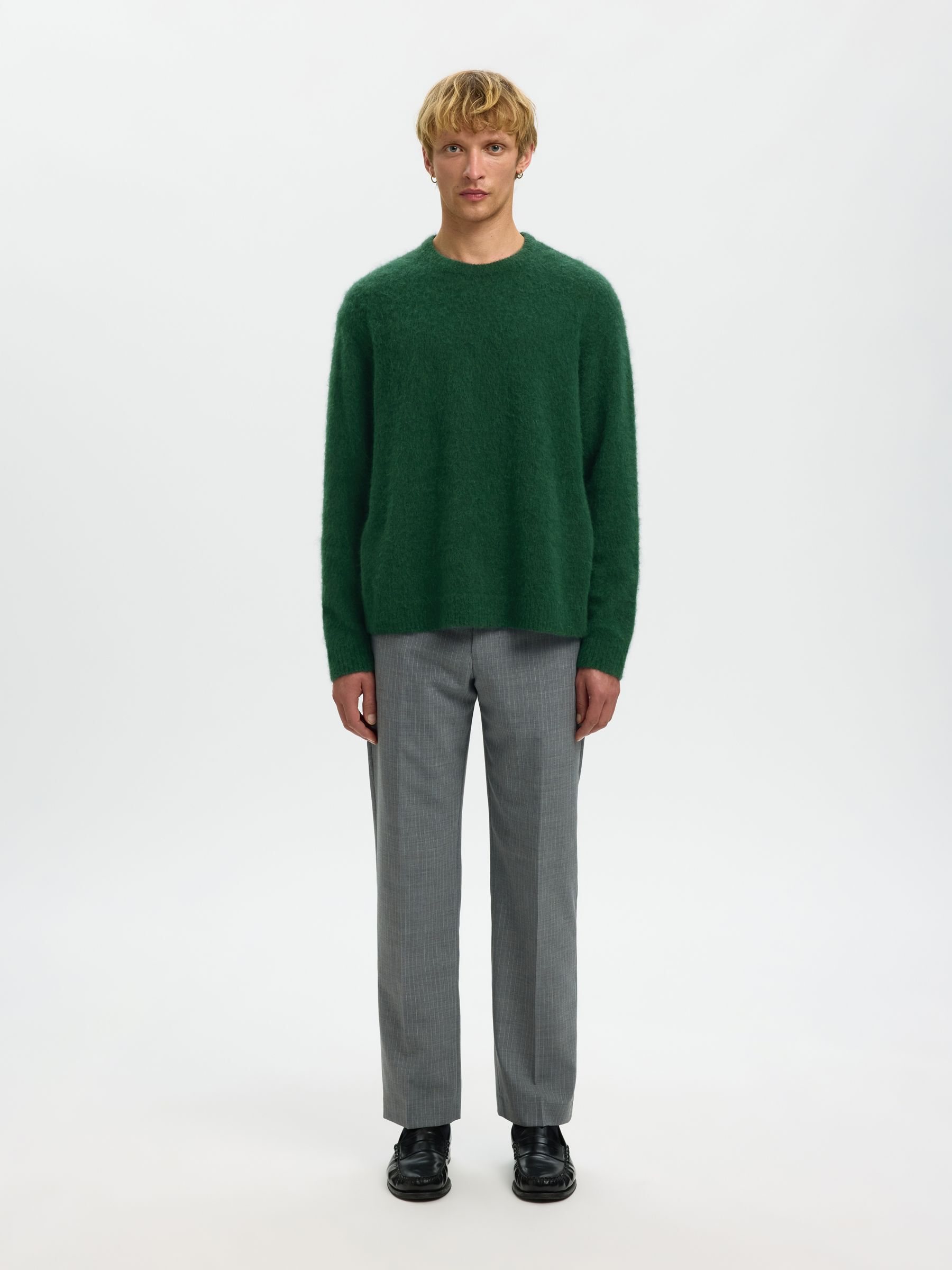 COUPE DÉCONTRACTÉE PULL EN MAILLE, Dark Green, highres