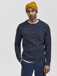 CREW NECK STRIKTRØJE, Dark Sapphire, highres