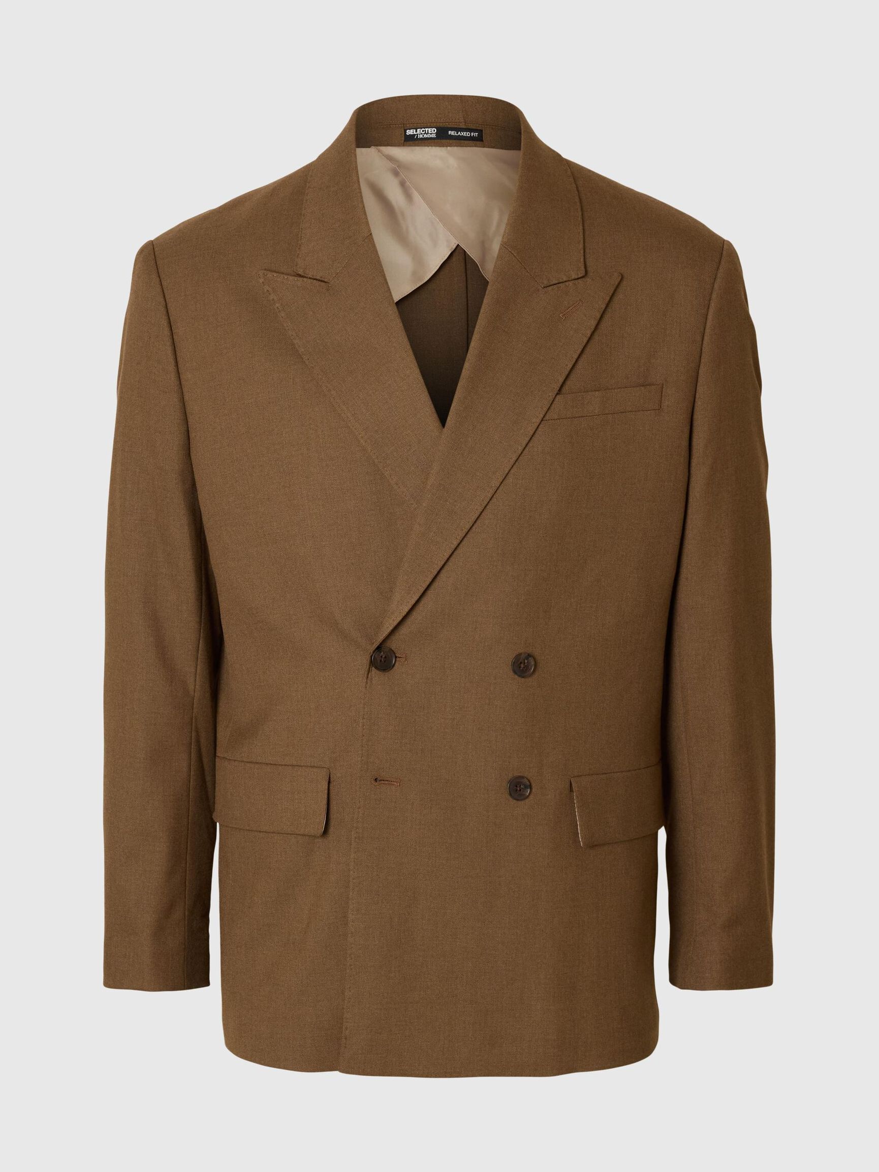 RELAXED FIT DOUBLE-BREASTED BLAZER, Cognac, highres