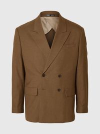 RELAXED FIT DOUBLE-BREASTED BLAZER, Cognac, highres