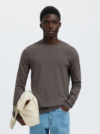 LONG-SLEEVED KNITTED JUMPER, Morel, highres