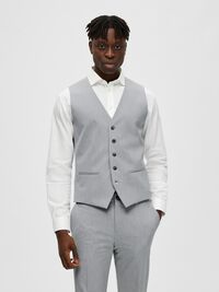 COUPE SLIM EN VISCOSE MÉLANGÉE GILET, Light Grey Melange, highres