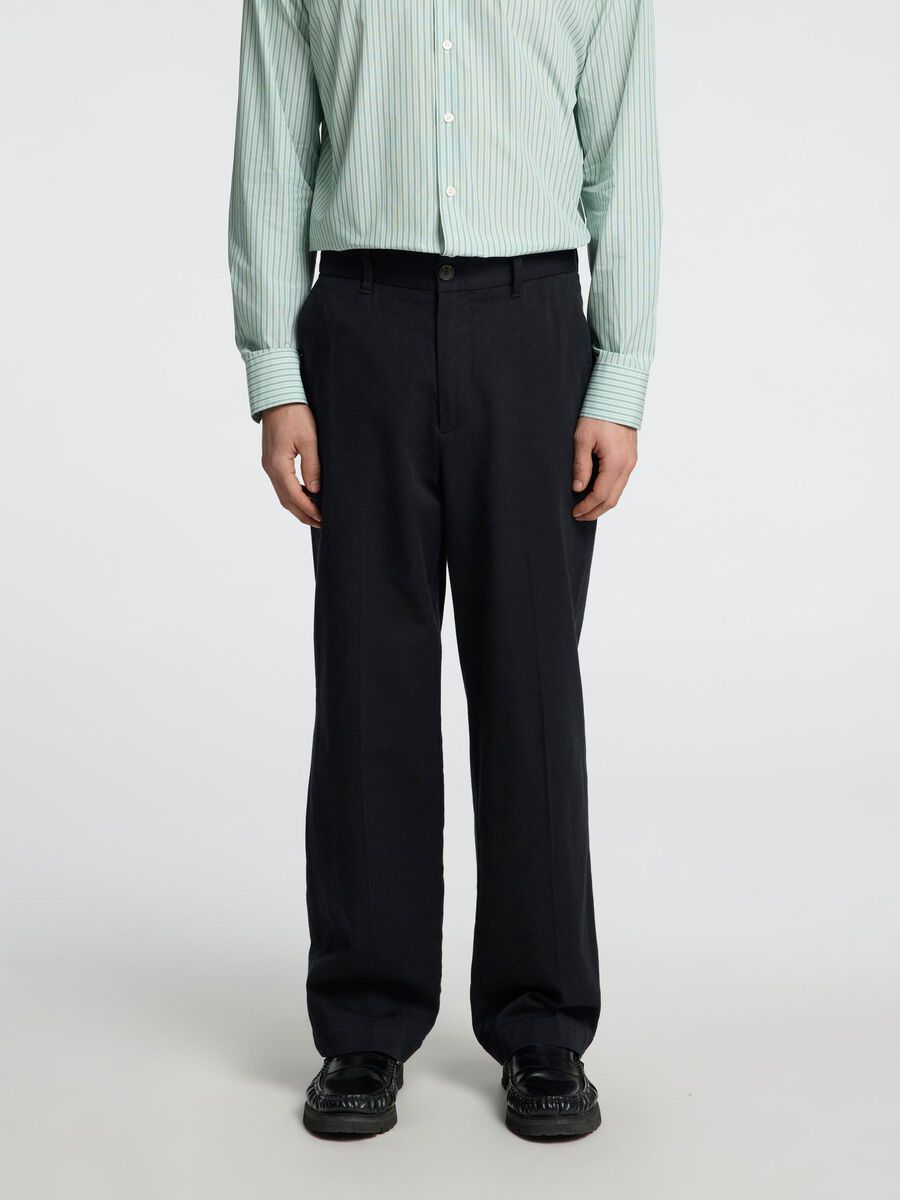 Selected 220 LOOSE-FIT TROUSERS, Black, highres - 16096745_Black_003.jpg