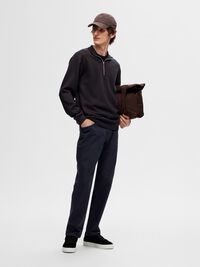 VISCOSE BLEND HALF ZIP SWEATSHIRT, Black, highres