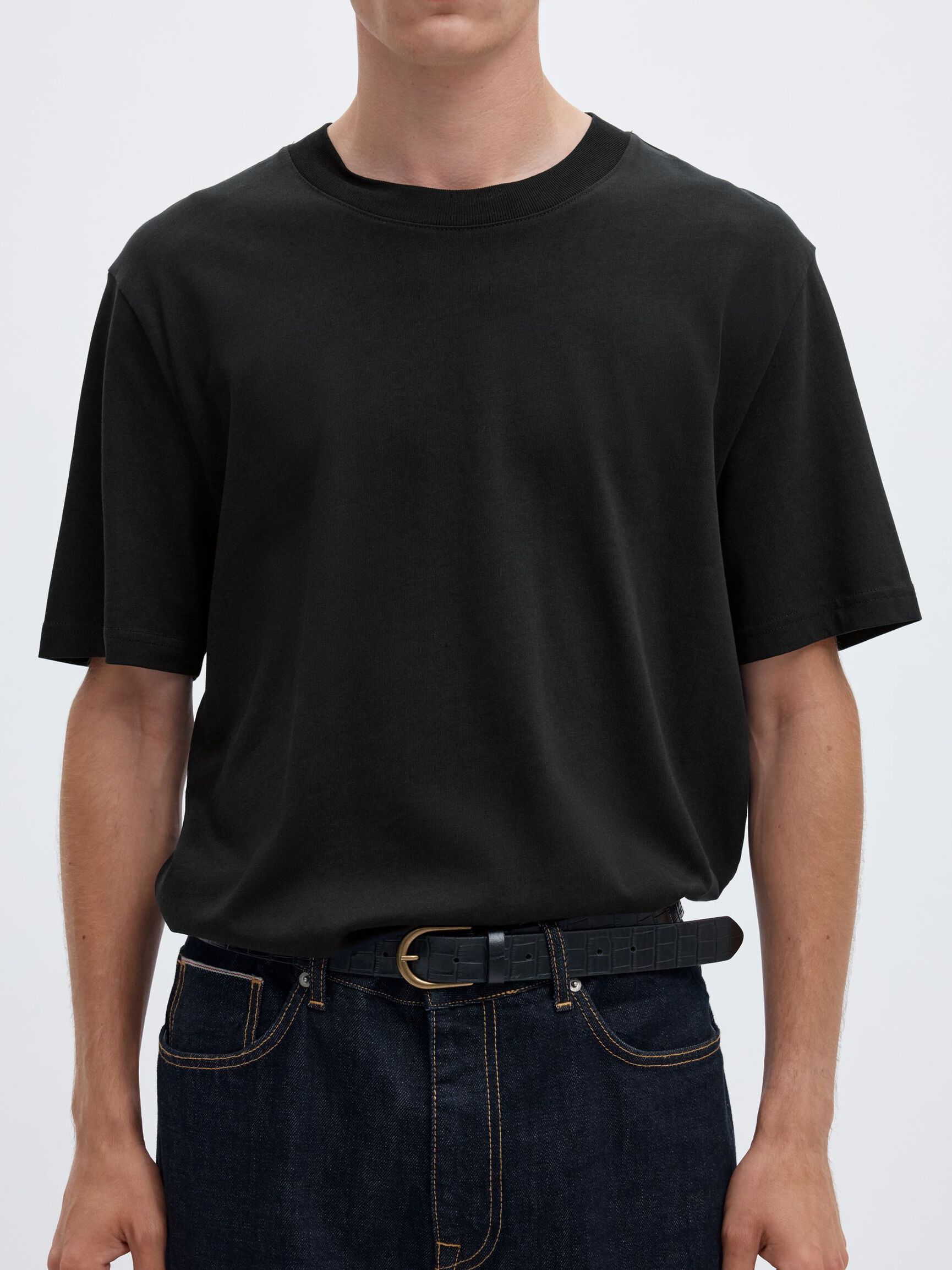 SHORT-SLEEVED RELAXED FIT T-SHIRT, Black, highres