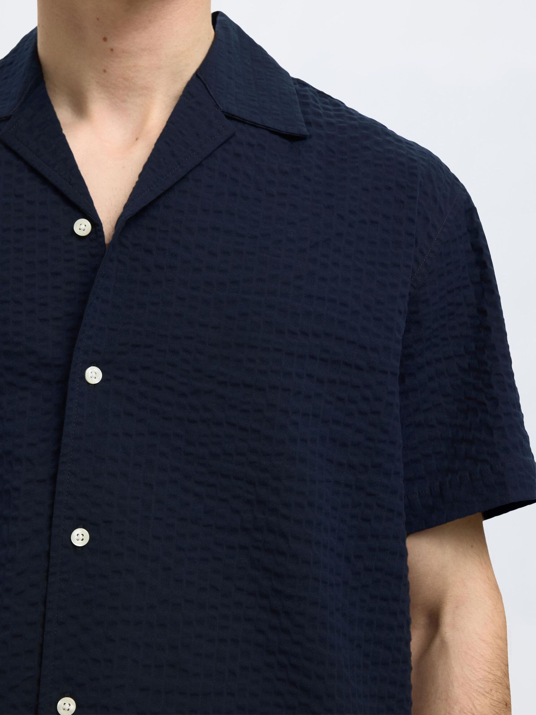 SEERSUCKER SHORT SLEEVED SHIRT, Sky Captain, highres