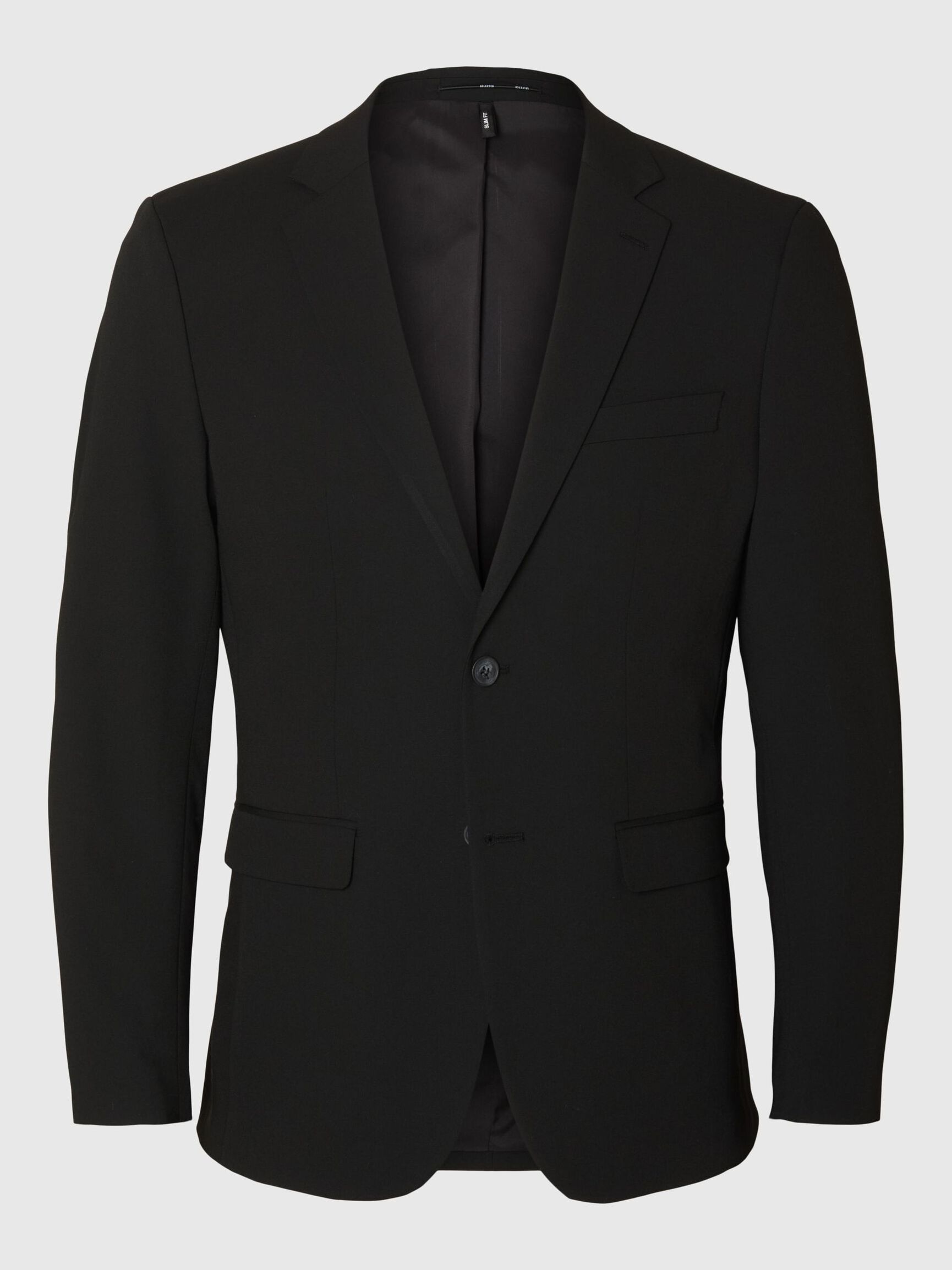 COUPE SLIM EN VISCOSE MÉLANGÉE BLAZER, Black, highres