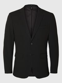 COUPE SLIM EN VISCOSE MÉLANGÉE BLAZER, Black, highres