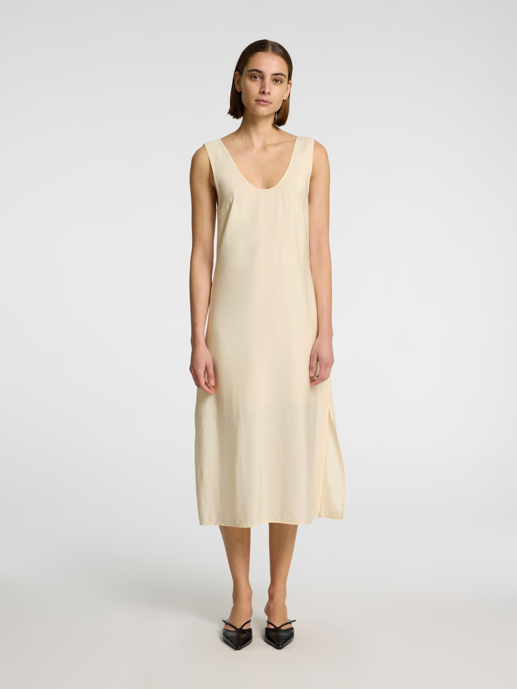 SLEEVELESS MIDI DRESS, Birch, highres