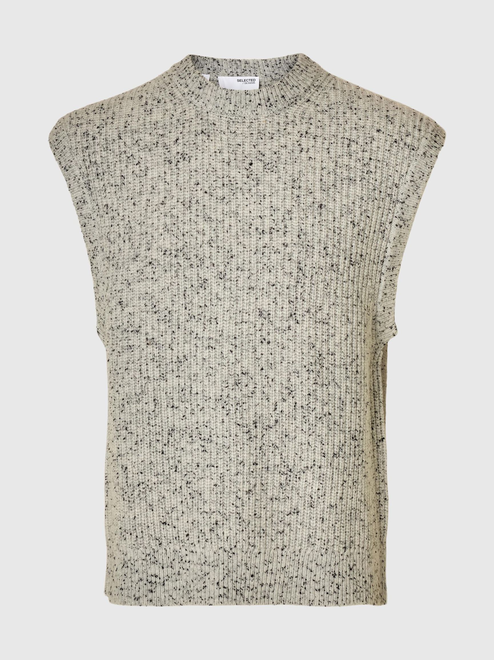 WOOL BLEND KNITTED VEST, Moonstruck, highres