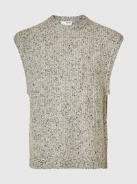 WOOL BLEND KNITTED VEST, Moonstruck, highres