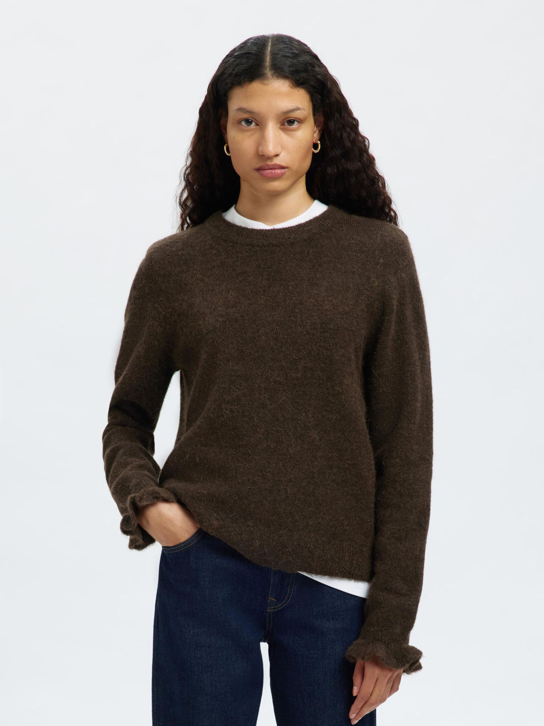 WOLLGEMISCH RÜSCHENÄRMEL PULLOVER, Delicioso, highres