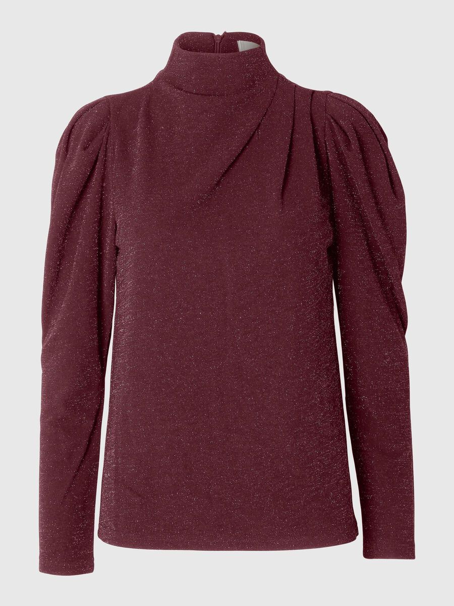 Selected DRAPED LONG SLEEVED TOP, Zinfandel, highres - 16097308_Zinfandel_001.jpg