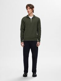 HALVE RITSSLUITING SWEATER, Forest Night, highres