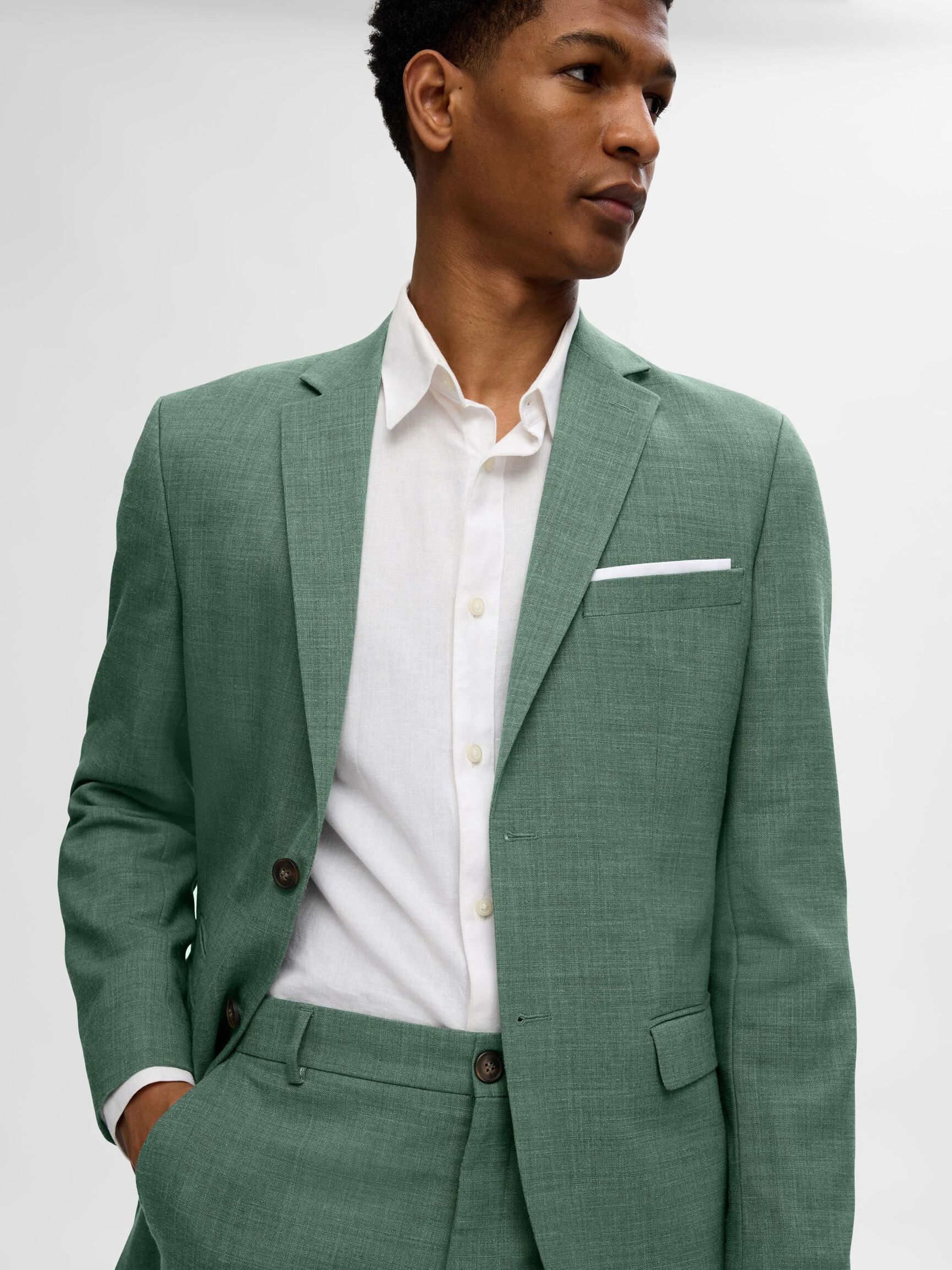SLIM FIT SINGLE-BREASTED BLAZER, Light Green Melange, highres
