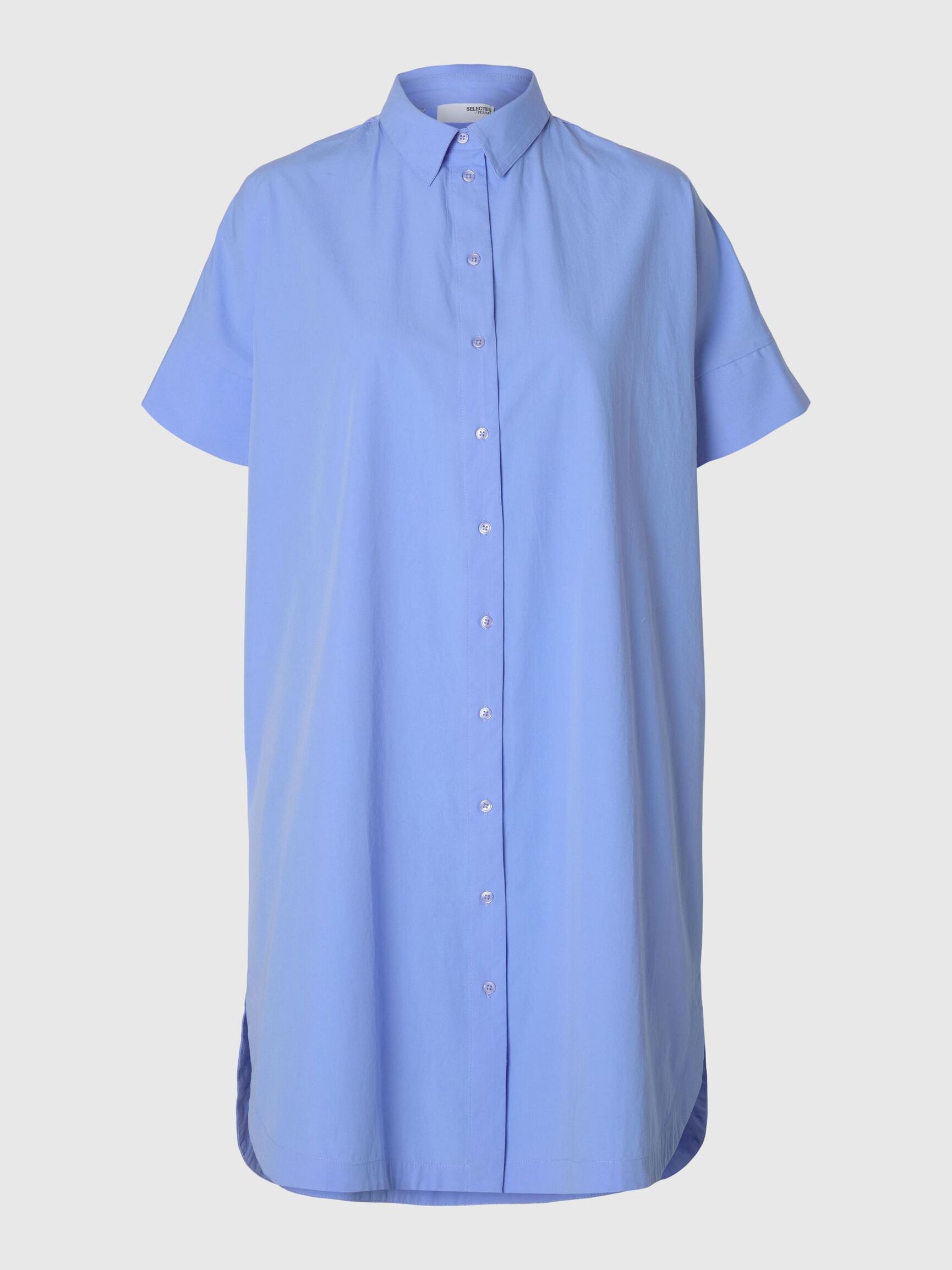 COTTON SHIRT DRESS, Cornflower Blue, highres