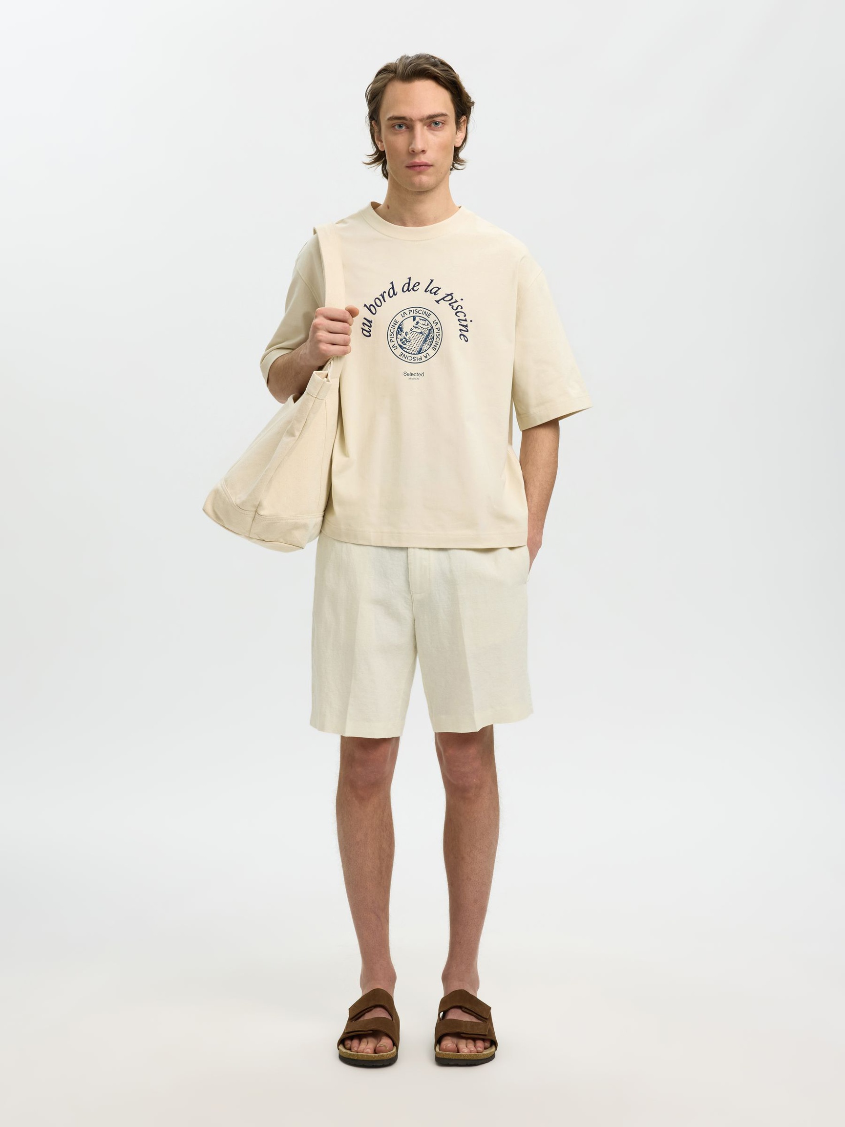 PRINTED COTTON T-SHIRT, Birch, highres