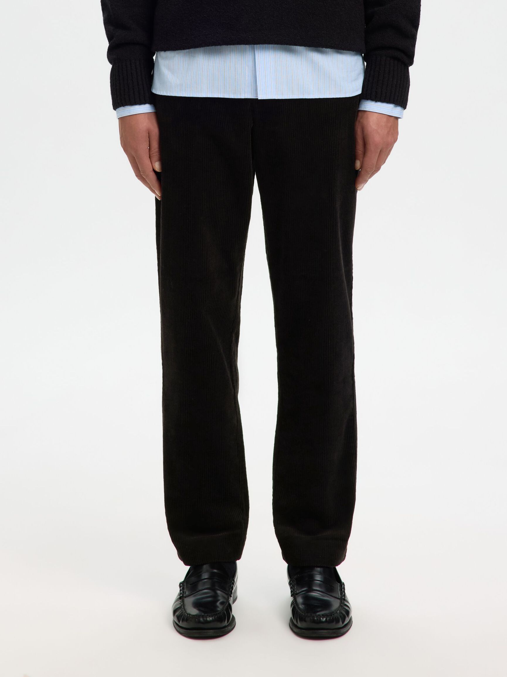 CORDUROY REGULAR FIT TROUSERS, Black, highres