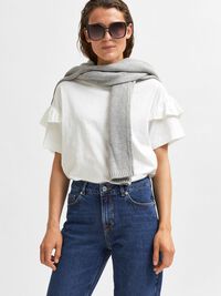 COTTON RUFFLE  T-SHIRT, Snow White, highres
