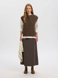 WOOL KNITTED VEST, Turkish Coffee, highres