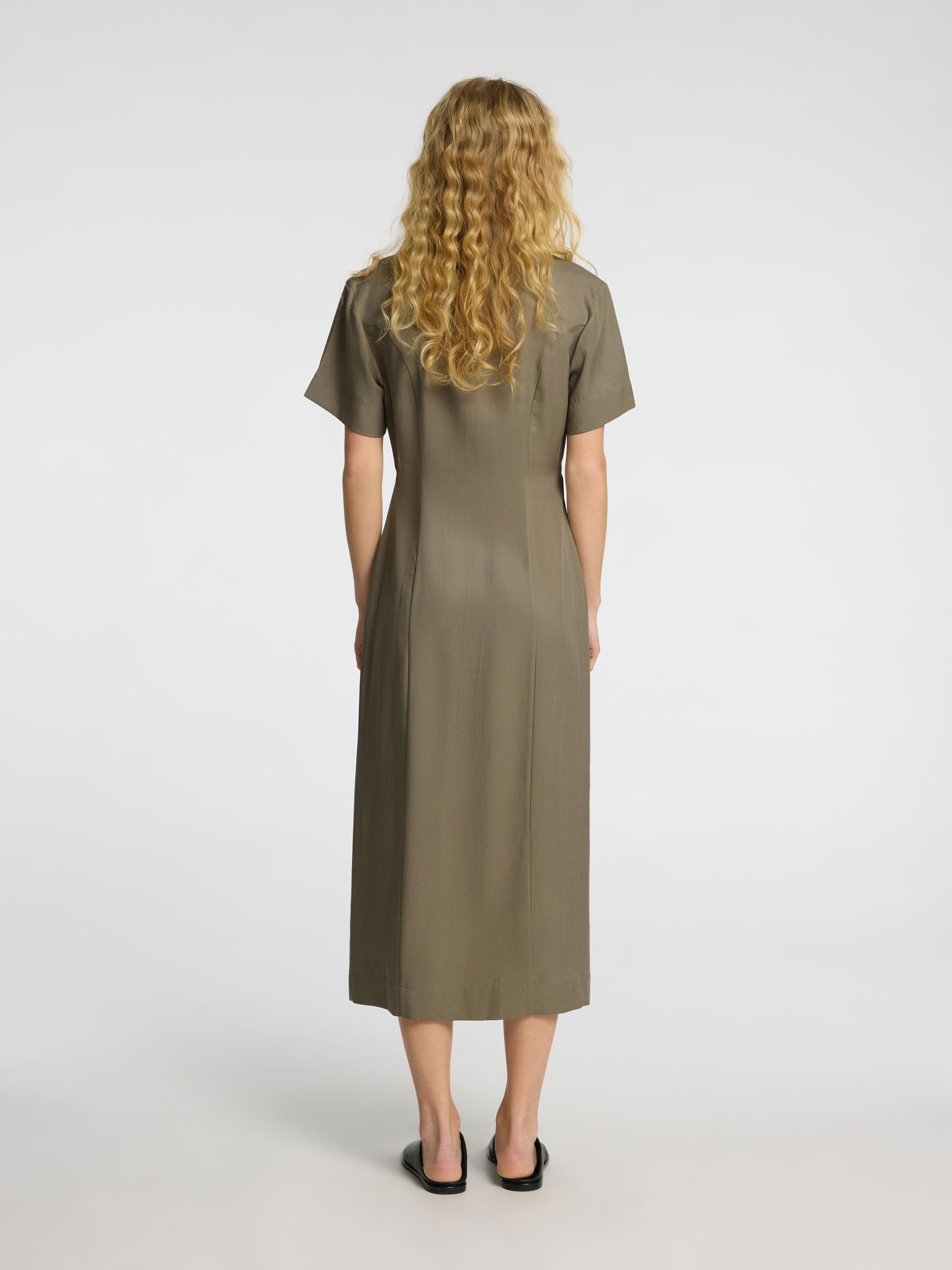 TAILORED MIDI DRESS, Vetiver, highres